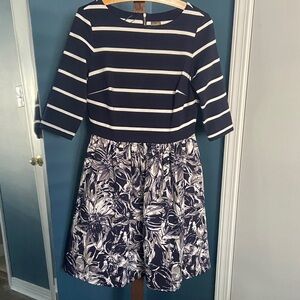 Navy Striped and Floral Dress